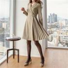 Pleated-panel A-line Blazer Dress