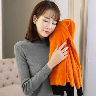 Mock-neck Fleece-lined Sweater