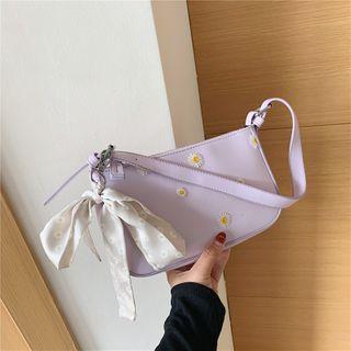 Flower Embroidered Zip Hobo Bag