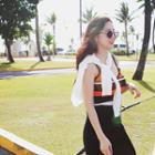 Spaghetti-strap Striped Slim-fit Top