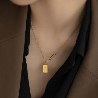Nugget Pendant Alloy Necklace Gold - One Size