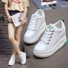 Platform Hidden Wedge Lettering Sneakers