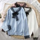 Lace-trim Ribbon Knit Top