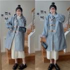 Houndstooth Hooded Toggle Coat Houndstooth - Blue - One Size