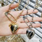 Alloy Heart Safety Pin Pendant Necklace
