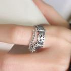 925 Sterling Silver Smiley Chain Ring As Shown In Figure - One Size