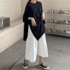 Short Sleeve Slit-side Oversized Top / A-line Skirt