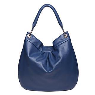 Genuine Leather Hobo Bag Dark Blue - One Size