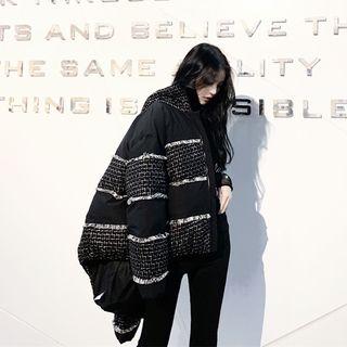 Tweed Loose-fit Padded Jacket Black - One Size