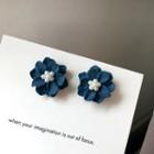 Flower Faux Pearl Earring 1 Pair - S925 Silver - Blue - One Size