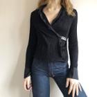 Cross Chain V Neck Long Sleeve Top
