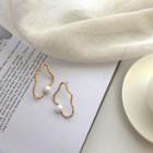 Faux Pearl Irregular Alloy Hoop Earring
