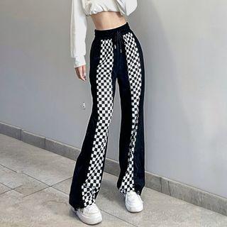 Checkerboard Panel Harem Sweatpants