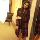 Plaid Single-breasted Coat Plaid - Red & Blue - One Size