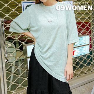 Plus Size Letter Linen-blend T-shirt
