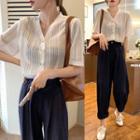 Short-sleeve Knit Top / Straight Fit Pants