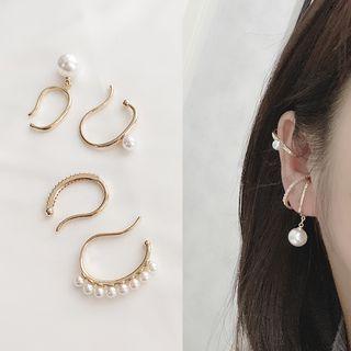 Faux Pearl Cuff Earring (various Designs) Wej-161 - Set Of 4 - Clip On Earring - One Size