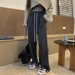 Drawstring Wide Leg Sweatpants Dark Gray - One Size