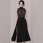 Set: Lace Tank Top + Midi A-line Skirt