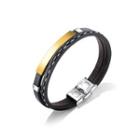 Simple Punk 316l Stainless Steel Golden Geometric Rectangular Leather Bracelet Golden - One Size