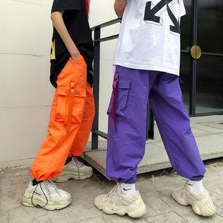 Lettering Cargo Pants With Bungee Cord