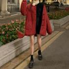 Collared Padded Coat Red - One Size
