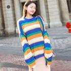 Oversized Striped Sweater Rainbow - One Size