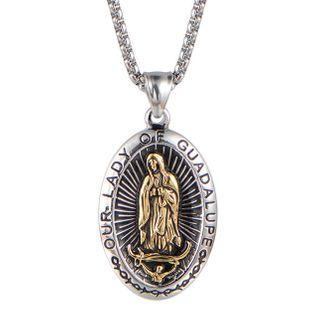 Stainless Steel Mary Pendant Necklace Gold - One Size