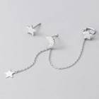 925 Sterling Silver Asymmetric Moon Stud Earring 1 Pair - S925 Silver - Silver - One Size