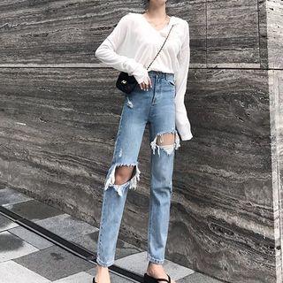 Cut-out Slim-fit Jeans