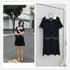Contrast Trim Short-sleeve Polo Shirt / Mini A-line Skirt / Short-sleeve Collared Dress / Set