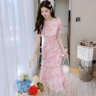 Short-sleeve V-neck Floral Sheath Dress (various Designs)