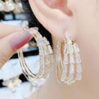 Rhinestone Layered Alloy Hoop Earring 1 Pair - Gold - One Size