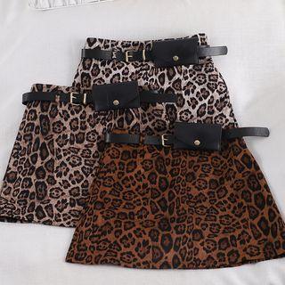 Leopard Mini Pencil Skirt With Belt