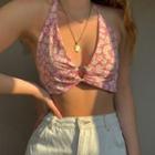 Floral Crop Camisole Top Pink - One Size