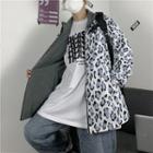 Two Way Leopard Print Stand-collar Zip Jacket