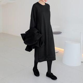 Pleat-back Midi Sweatshirt Dress