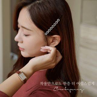 Circle Rhinestone Hair Pin Black - One Size