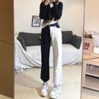 Two-tone Cropped Straight Leg Jeans