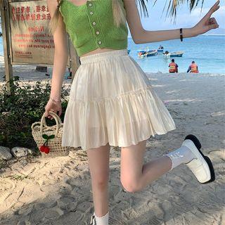 Faux Pearl Bow A-line Skirt