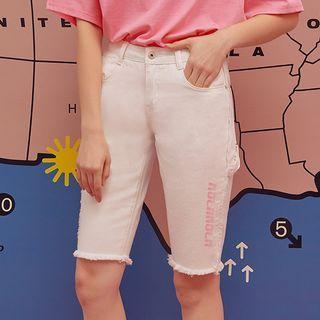 Fringed Skinny Knee-length Shorts