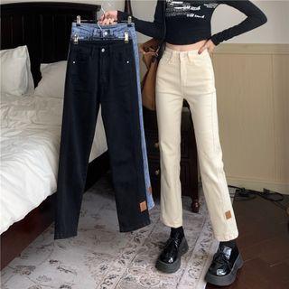 Applique Straight Leg Cropped Jeans