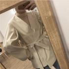Long-sleeve Lace Top / Light Jacket With Sash