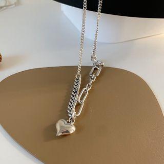 Heart Pendant Chain Necklace Silver - One Size