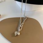 Heart Pendant Chain Necklace Silver - One Size