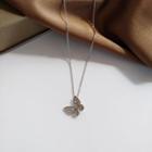 Butterfly Pendant Necklace 1pc - Silver - One Size