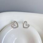 Heart Stud Earring E374 - 1 Pair - Silver - One Size