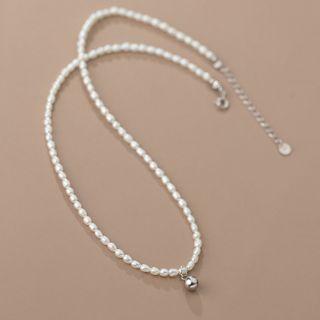 Bead Sterling Silver Pendant Faux Pearl Necklace Necklace - Silver - One Size