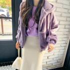 Oversized Faux-fur Zip-up Hoodie