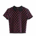 Short-sleeve Patterned Collared T-shirt
